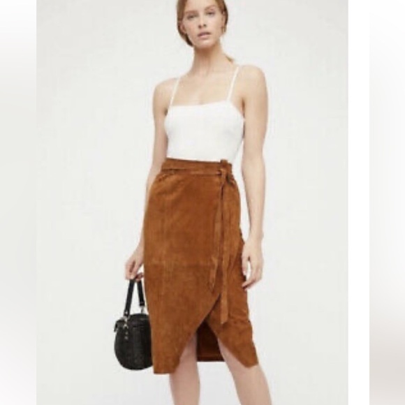 Free People Tan Suede Midi Skirt - Picture 5 of 13